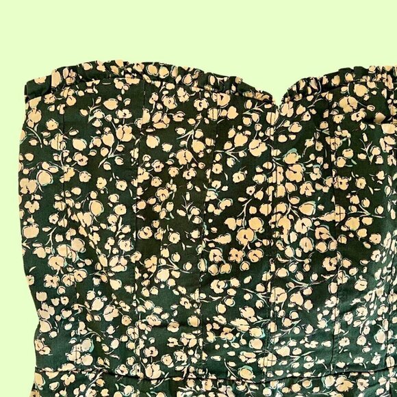 Strapless Green & Cream Floral Mini Dress - Picture 2 of 6